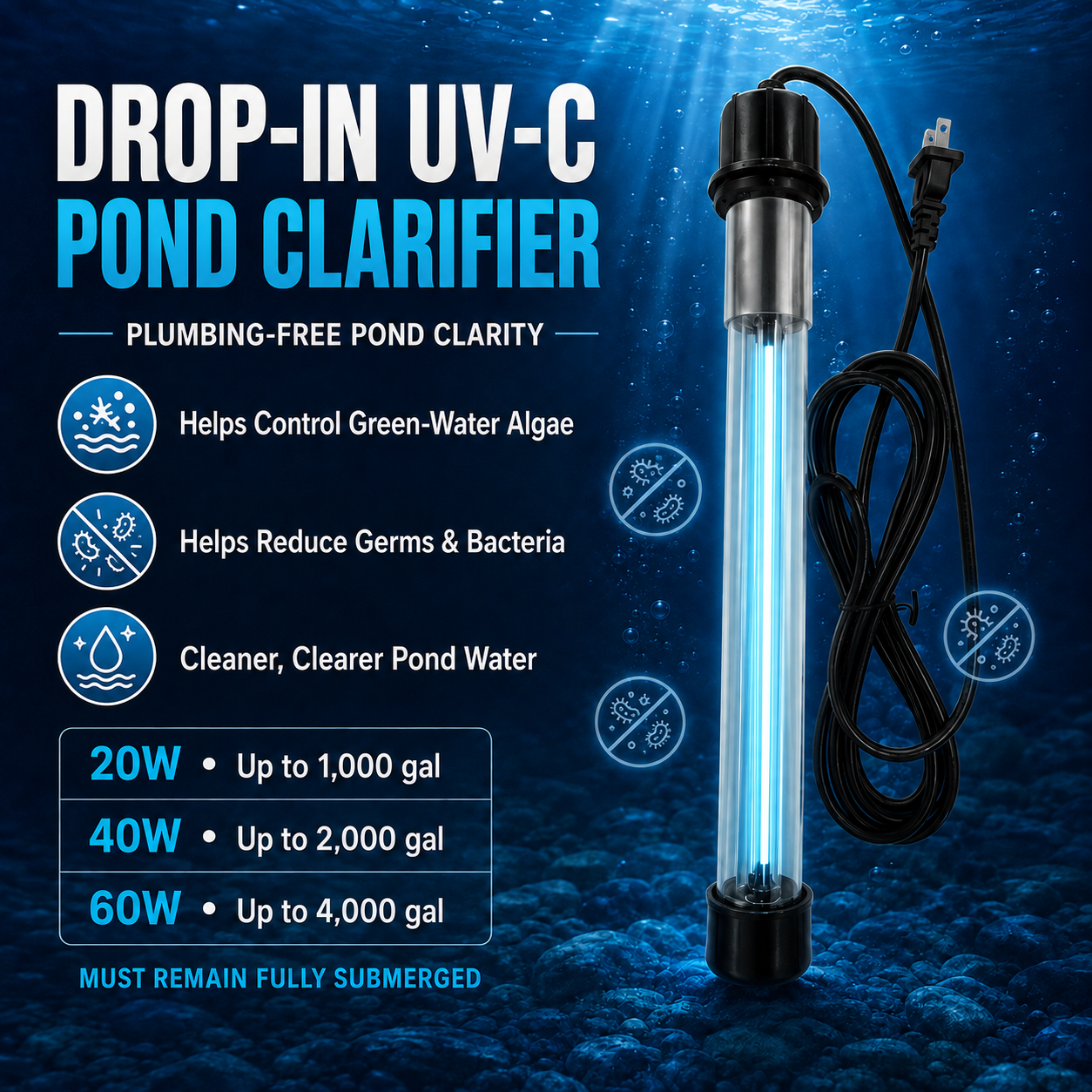 Periha Drop-In Submersible UV-C Pond Clarifier