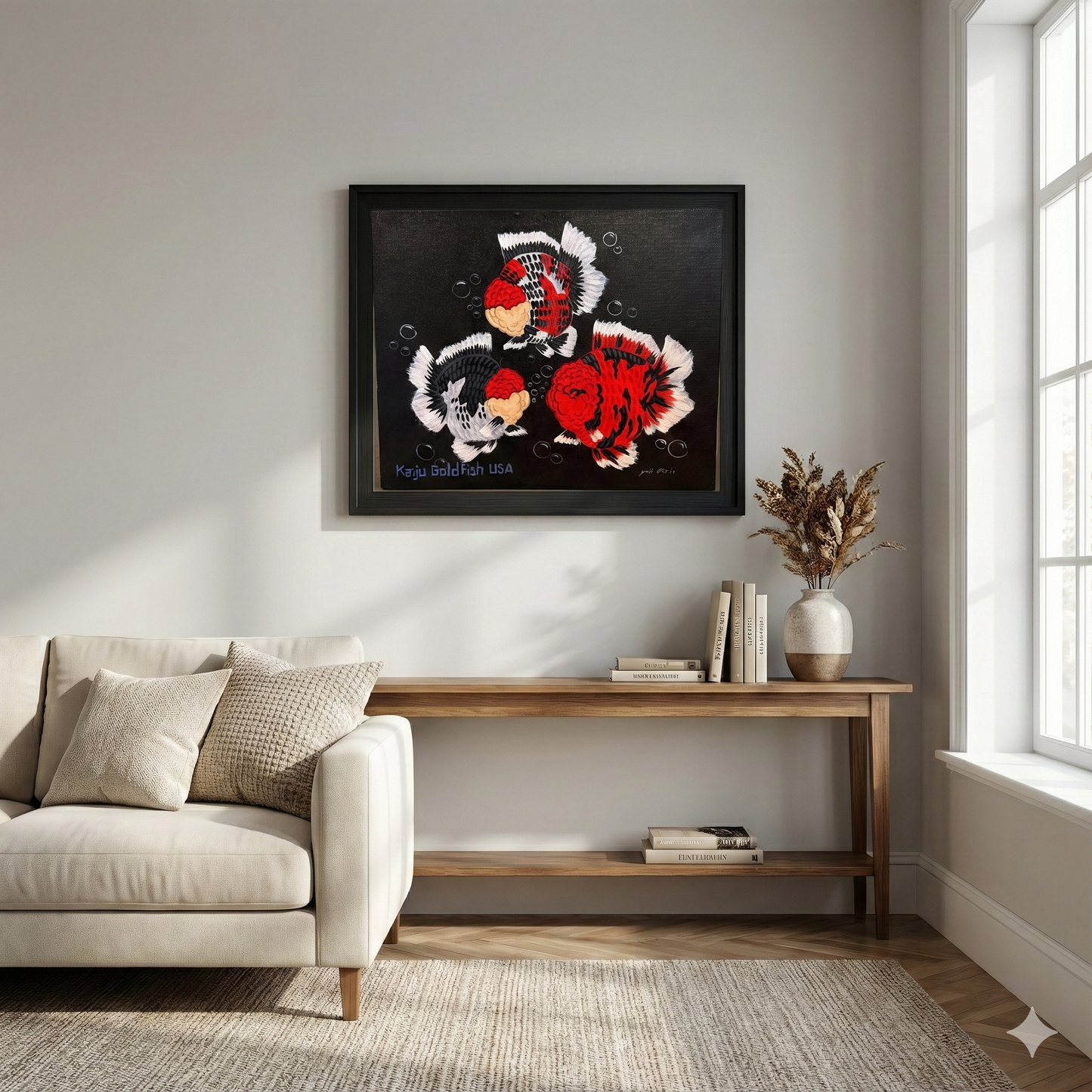 Luxurious Trio Oranda Canvas Art with Bold Tiger Patterns