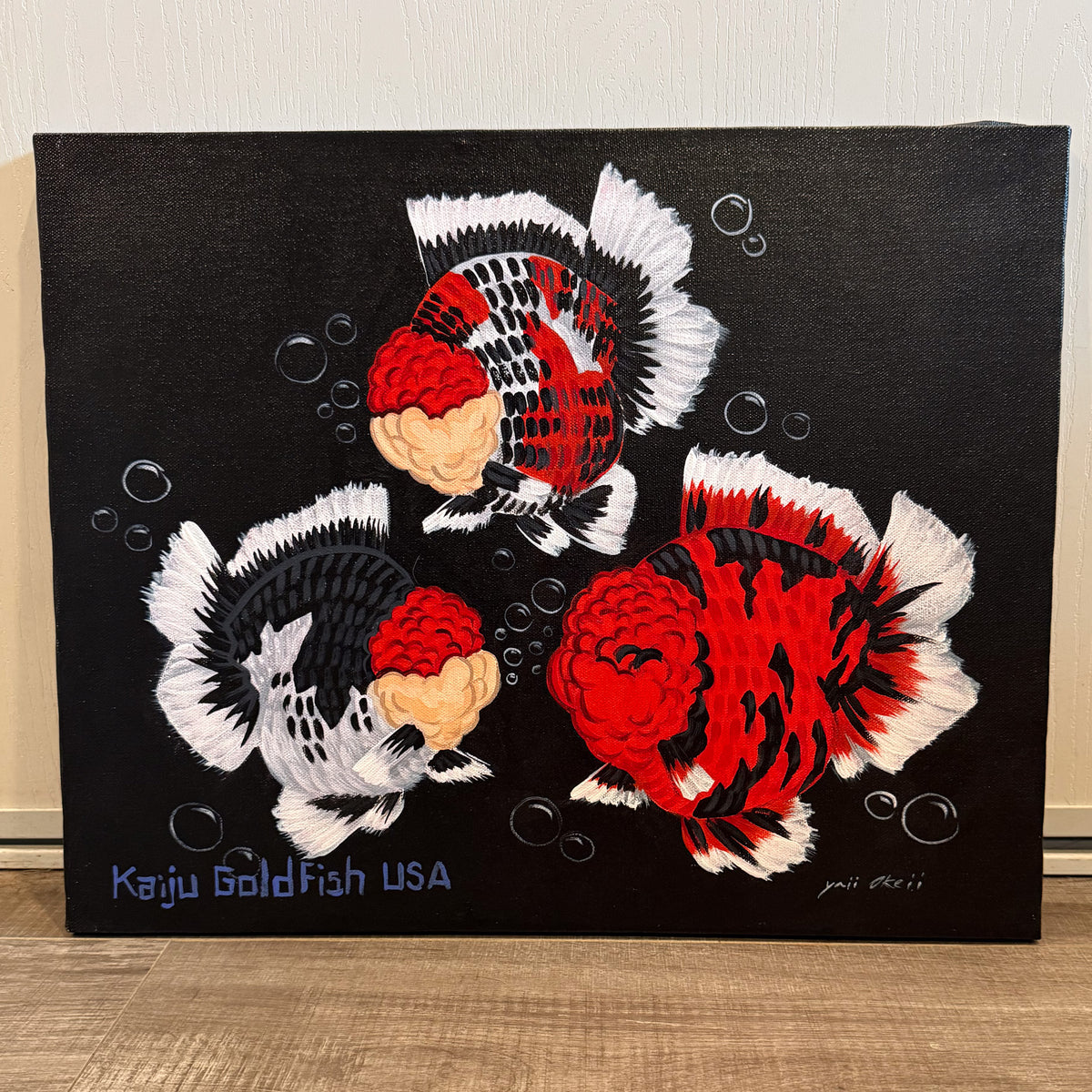 Oranda Goldfish Patterns Luxurious Trio Oranda Canvas Art with Bold Tiger Patterns β Kaiju ...