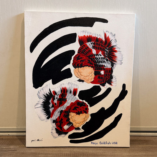 Modern Zen Sumi-e Style Oranda Goldfish Art Painting