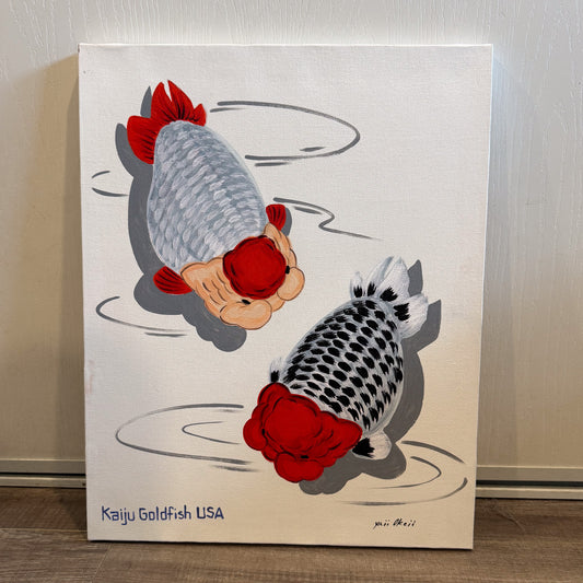 Minimalist Japanese Style Tancho Ranchu Canvas Art Painting