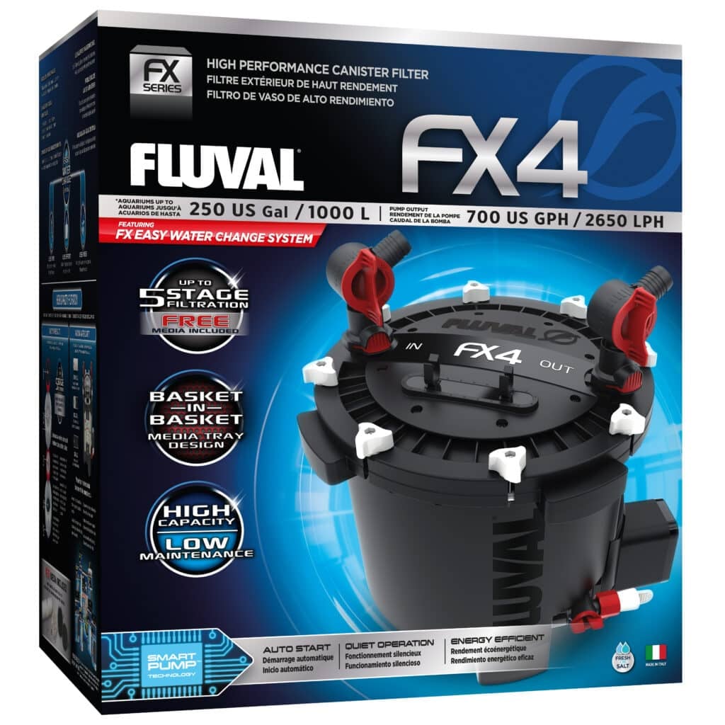 Fluval FX4 canister filter retail packaging